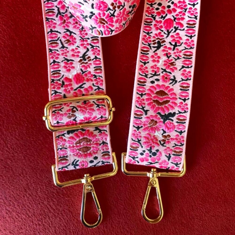 Pink Flowers Shoulder Strap Adjustable Bag Strap For your Purse